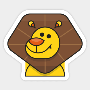 Lion Head Cartoon Illustration Sticker